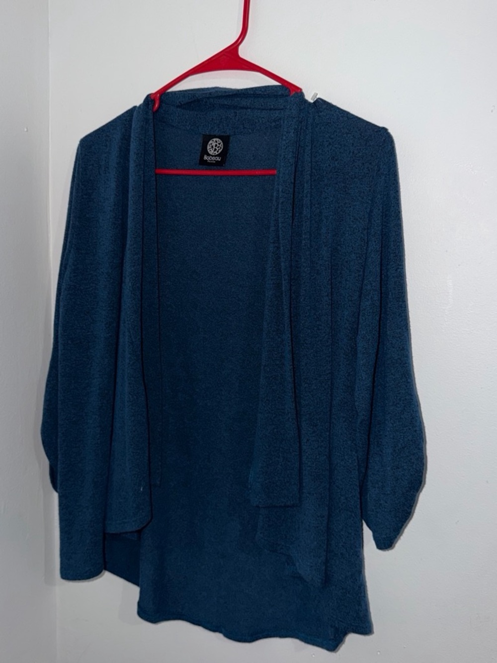 bobeau Teal Open-Front Hooded Cardigan